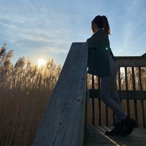 High wasted black  & white checkered pants SIZE 1/2